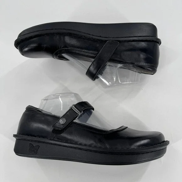Allegria Belle 640 Black Leather Mary Jane Flats Comfort Shoes Women Size 9.5 - Picture 3 of 7
